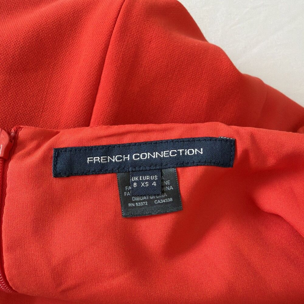 French Connection Womens Sz US 4 Whisper Faux Wrap Dress Red V-Neck Resort EUC - Picture 7 of 14